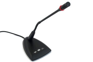 Micrófono cuello de cisne con soporte y botón encendido